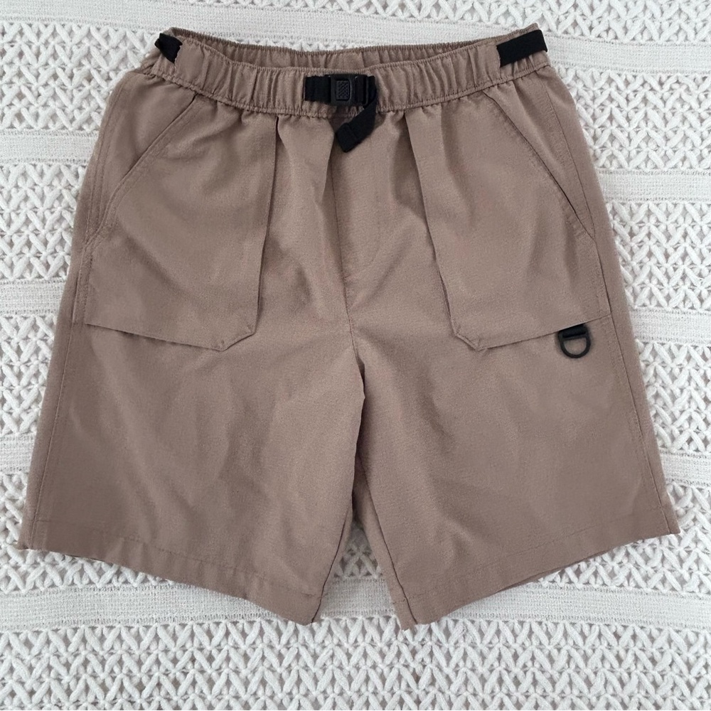 ⭐ Wonder Nation Boys Size XL 14 16 Tan Khaki Hiking Shorts Elastic Waist Buckle